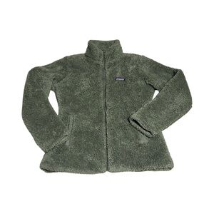 Patagonia Los Gatos Jacket Womens Medium Green Fleece Sherpa Full Zip Winter
